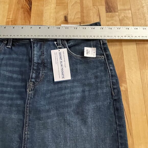Old Navy Denim Skirt Secret Slim Pockets Raw Hem Women’s Sz 6 New - Picture 6 of 10
